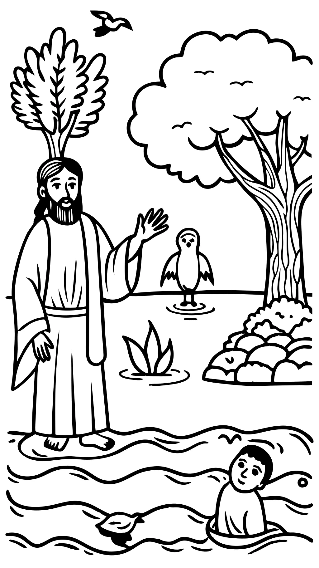 jesus baptism coloring page